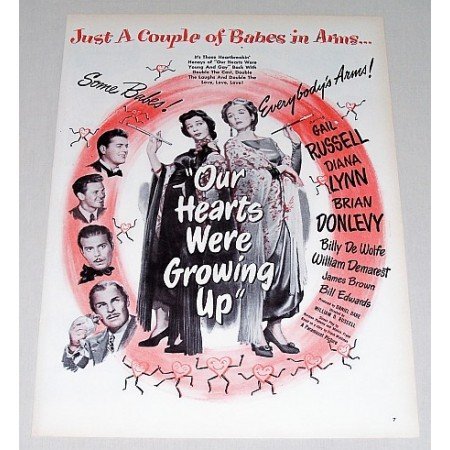 1946 Color Print Movie Ad Our Hearts Were Growing Up Celebrity Gail Russell