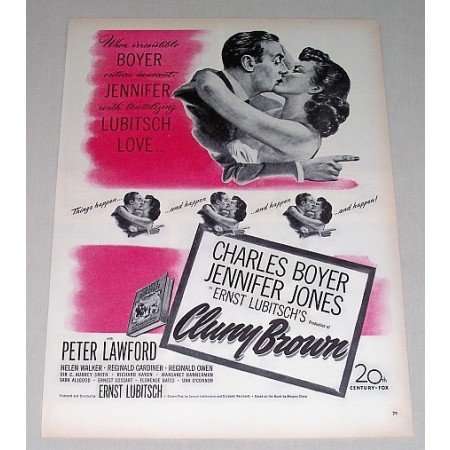 1946 Color Print Movie Ad Cluny Brown Celebrity C. Boyer J. Jones