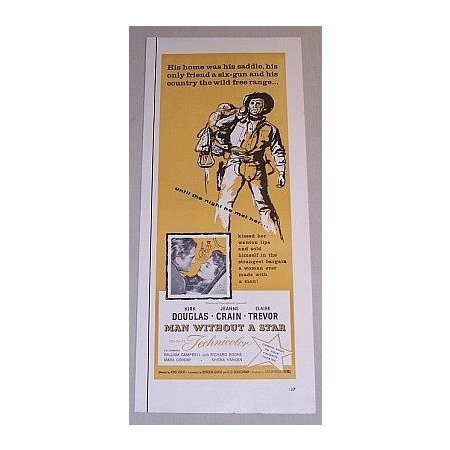 1955 Vintage Movie Ad Man Without A Star Celebrity K Douglas