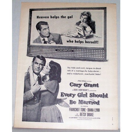 1949 Vintage Movie Ad Every Girl Should Be Married Celebrity Cary Grant
