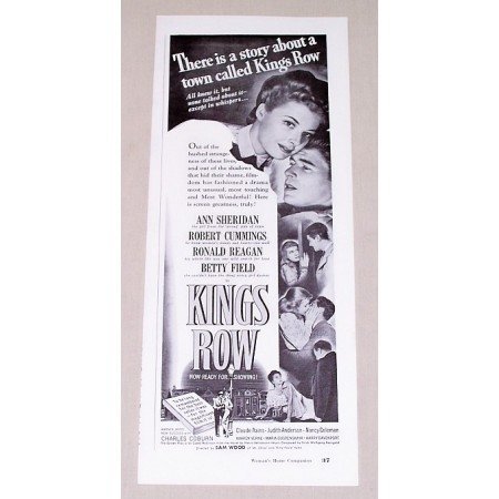 1942 Vintage Movie Ad Kings Row Celebrity Ann Sheridan Ronald Reagan