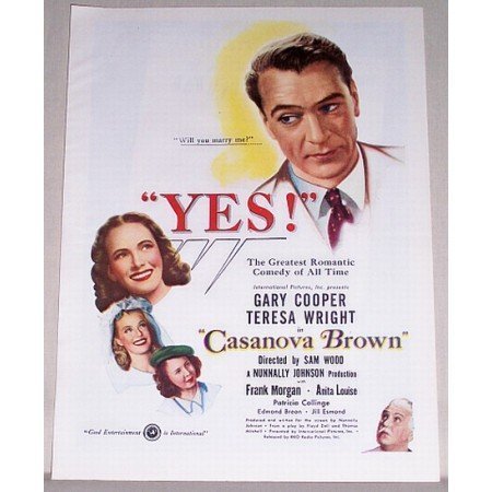 1944 Color Print Movie Art Ad CASANOVA BROWN Celebrity Gary Cooper Teresa Wright