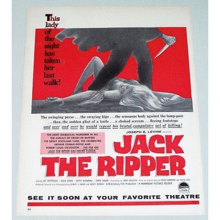 1960 Color Print Movie Ad JACK THE RIPPER Celebrity Joseph Levine