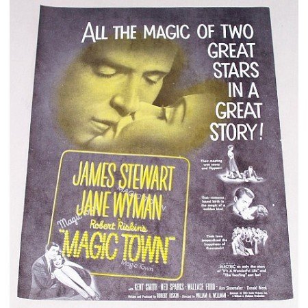 1947 Vintage Movie Ad MAGIC TOWN Celebrity James Stewart Jane Wyman
