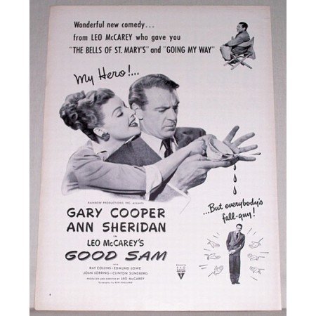 1948 Vintage Movie Ad GOOD SAM Celebrity Gary Cooper Ann Sheridan
