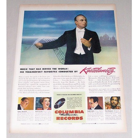 1946 Columbia Records Color Print Ad Celebrity Conductor Kostelaneetz