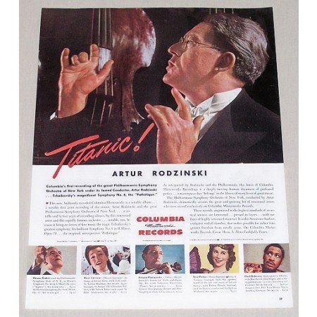 1945 Columbia Records Color Print Ad Celebrity Conductor Artur Rodzinski