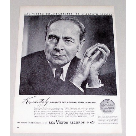 1946 RCA Victor Records Vintage Print Ad Celebrity Conductor Dr. Koussevitzky