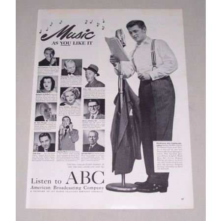 1949 American Broadcasting Co. Vintage Print Ad Celebrity G. MacRae