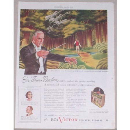 1945 RCA Victor Records Ad Celebrity Conductor Thomas Beecham