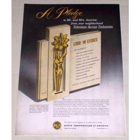 1956 RCA Corp of America Television Servicemen Week Color Print Ad