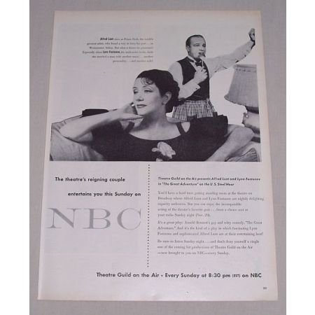1949 NBC Vintage Print Ad Celebrity Alfred Lunt Lynn Fontanne