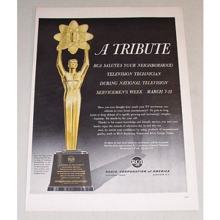 1955 RCA Corp. of America TV Servicemen Week Color Print Ad