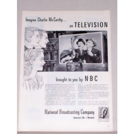 1944 NBC Network Vintage Print Ad Celebrity Charlie McCarthy
