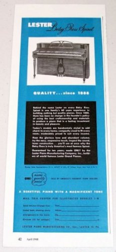 1948 Lester Betsy Ross Spinet Piano Color Print Ad