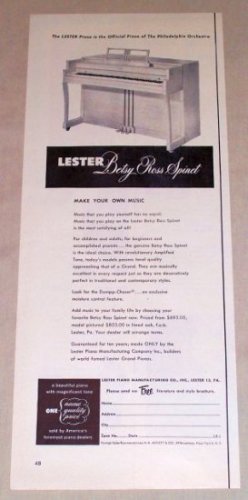 1953 Lester Betsy Ross Spinet Piano Vintage Print Ad