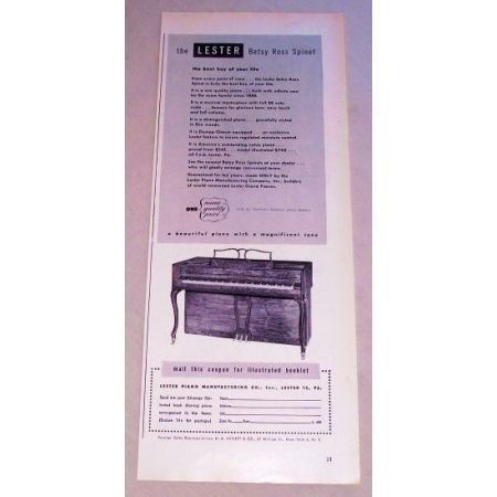 1950 Lester Betsy Ross Spinet Piano Vintage Print Ad
