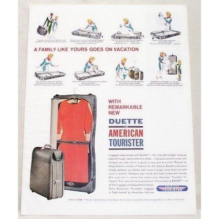 1962 Duette by American Tourister Luggage Color Print Ad