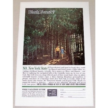 1961 New York State Vacation Color Print Ad The Catskills