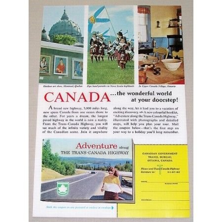 1961 Canada Vacation The Trans Canada Highway Color Print Ad