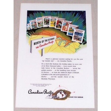 1946 Canadian Pacific Vacation Color Print Ad