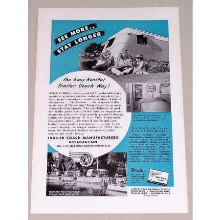 1947 Travel Trailer Coach Association Vintage Print Ad