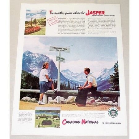 1946 Canadian National Jasper National Park Color Print Ad