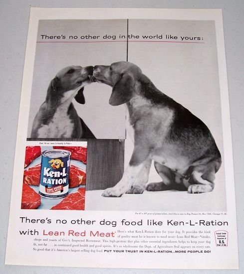 1960 Ken L Ration Dog Food Color Print Ad