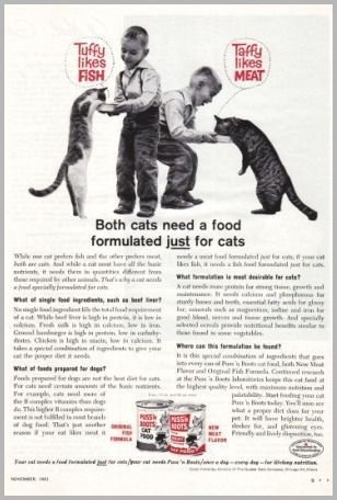 1961 Puss 'N Boots Cat Food Vintage Print Ad - Tuffy And Taffy