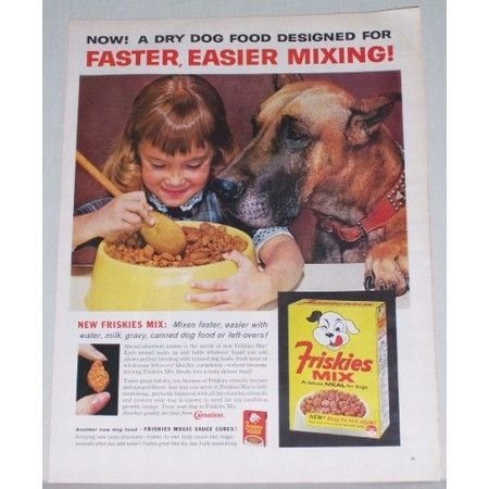 1962 Friskies Mix Meal For Dogs Color Print Ad