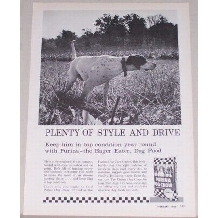 1962 Purina Dog Chow Vintage Print Ad - Eager Eater
