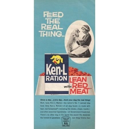 1962 Ken-L-Ration Dog Food Color Print Ad - Feed The Real Thing