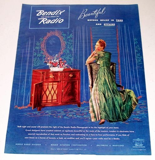 1945 Bendix Radio Phonograph Color Print Ad