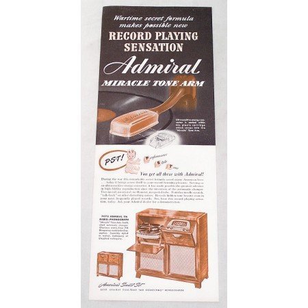 1947 Admiral 7C73 FM Radio Phonograph Color Print Ad