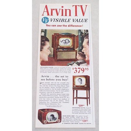 1950 Arvin 16 Black Tube Model 2162CCM Television Color Print Ad