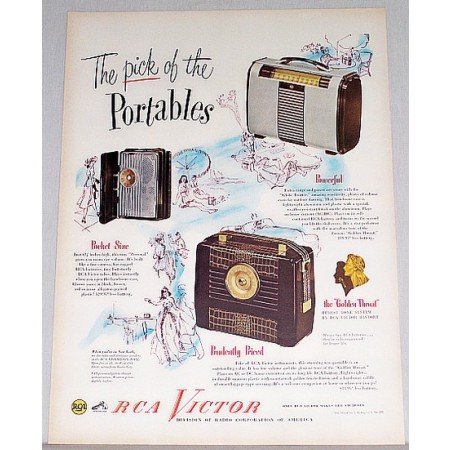 1948 RCA Victor Portable Radios Color Print Ad