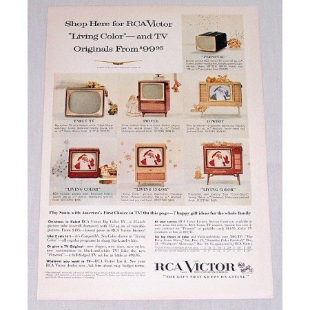 1956 RCA Victor Living Color Televisions Color Print Ad