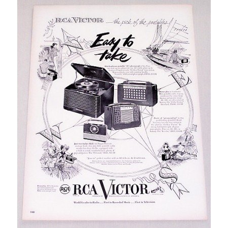 1950 RCA Victor Portable 45 Phonograph Vintage Print Ad
