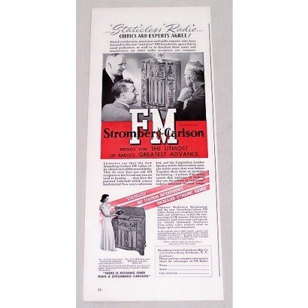 1940 Stromberg Carlson FM Radio Color Print Ad - Staticless Radio