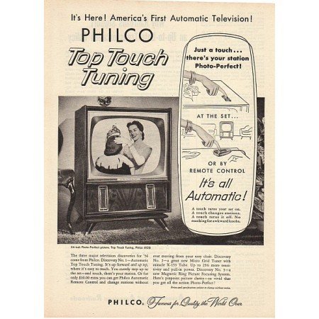 1955 Philco 6126 24in Television Vintage Print Ad - Top Touch Tuning