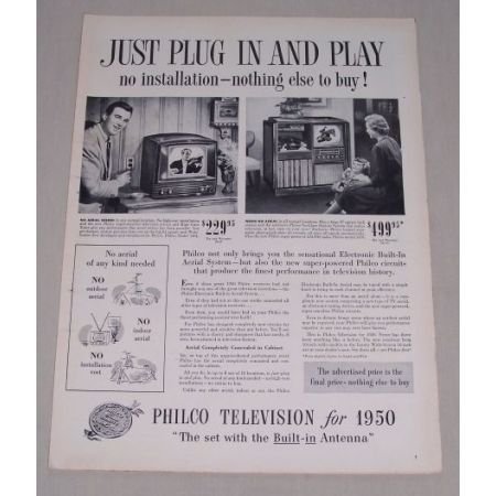 1949 Vintage Print Ad for 1950 Philco Televisions Model 1104 1479 Ad