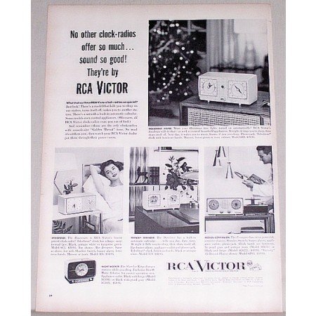 1955 RCA Victor Clock Radios Vintage Print Ad