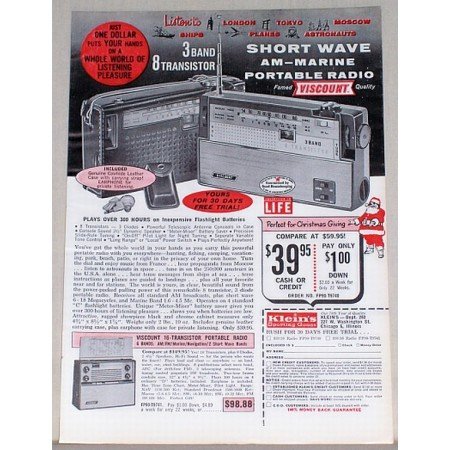 1962 Viscount Short Wave AM Marine Portable Radio Vintage Print Ad