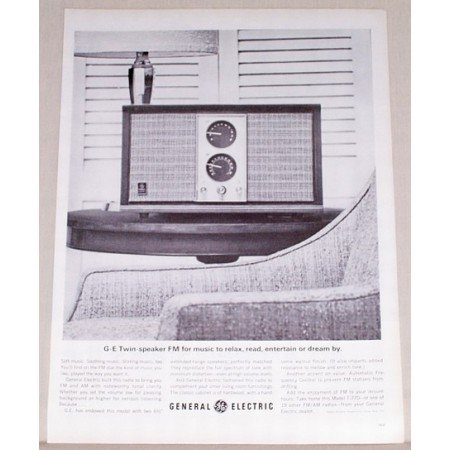 1963 General Electric Twin Speaker AM/FM Radio Vintage Print Ad
