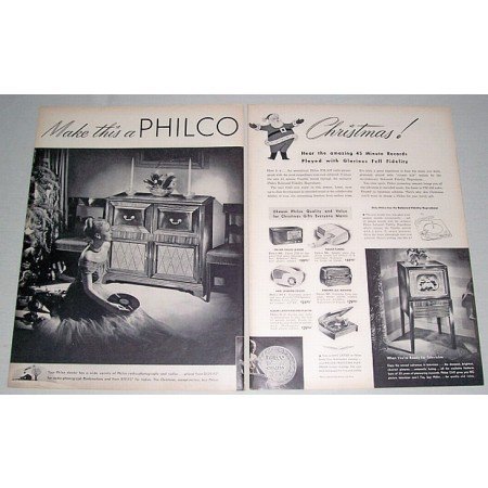 1948 Philco Radio Phonograph Television 2 Page Vintage Print Ad