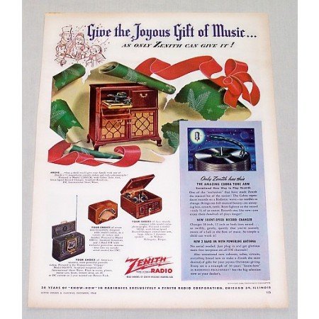1946 Zenith Model 12H092R Radio Phonograph Color Print Ad