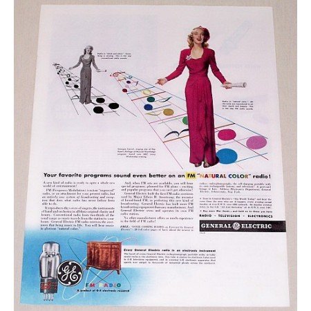 1944 General Electric GE FM Radio Color Ad Celebrity Georgia Carroll