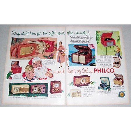 1955 Color 2 Page Print Ad for 1956 Philco Radio Phonograph
