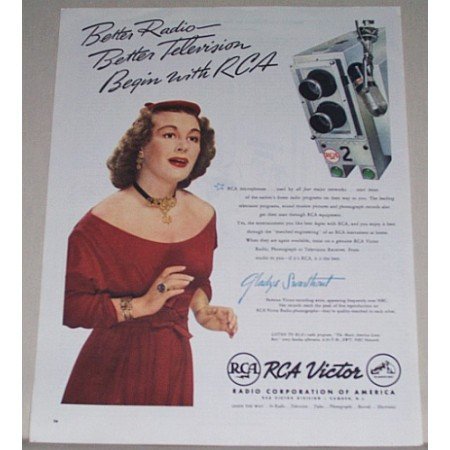 1945 RCA Victor Color Print Ad Celebrity Gladys Swarthoul