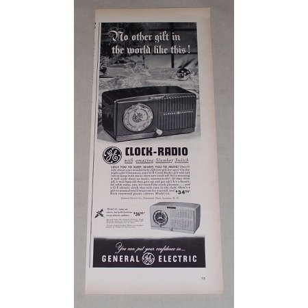 1949 General Electric Model 64 Clock Radio Vintage Print Ad